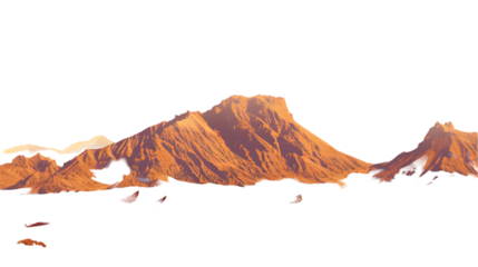 vast landscape with mountain range in the horizon. transparent PNG. Alien landscape. desert landscape. isolated on a transparent background