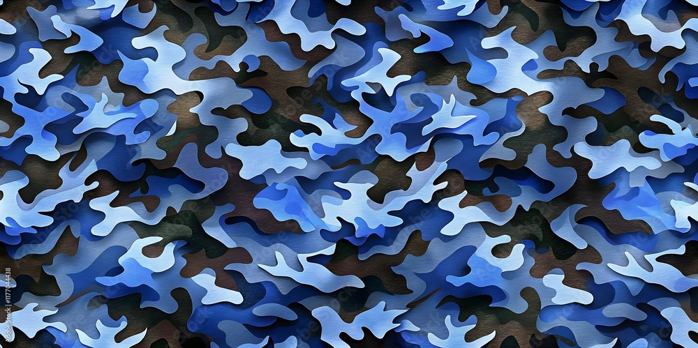 Poster dynamic blue camouflage pattern abstract design textures shape