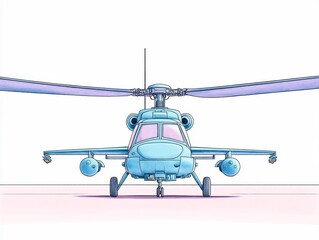Fototapeta premium Cleanly Illustrated Helicopter Design: Front View Digital Artwork. AI Generated