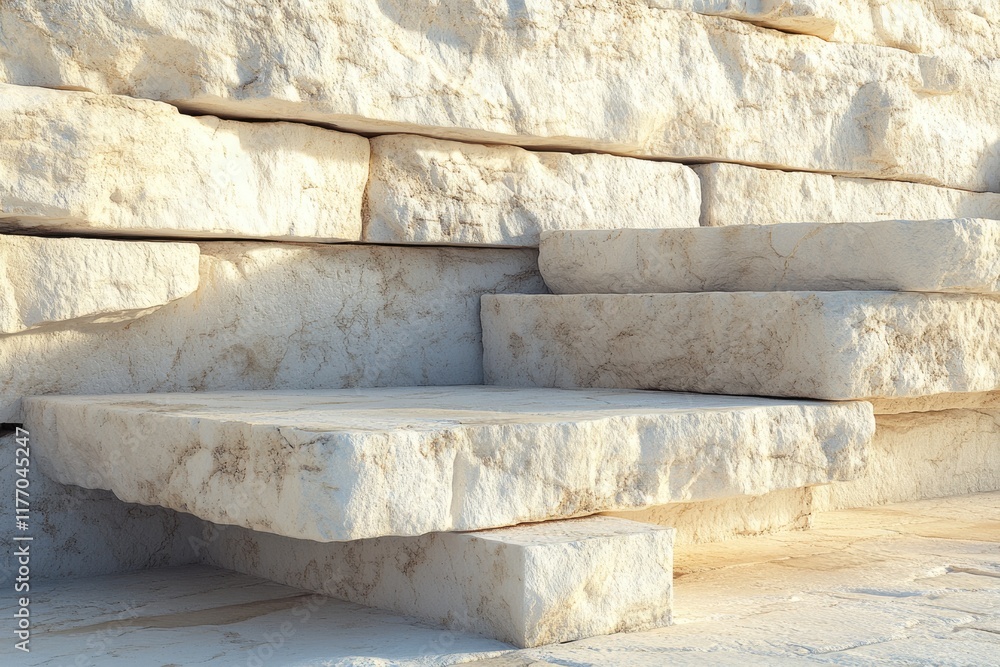 Poster beige stone slabs. elegant display surface for product presentation. 3d rendered background for desi