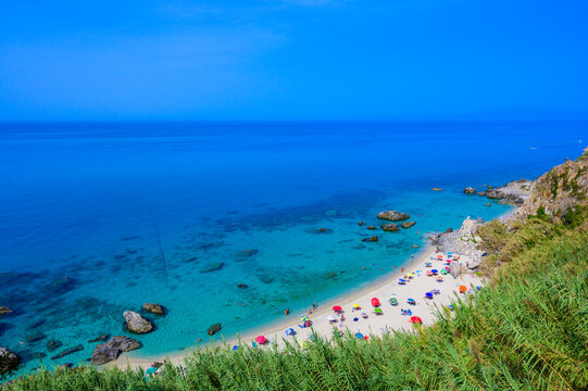 Spiaggia Michelino at Parghelia - Paradise white beach in Calabria at beautiful coast - close to  Tropea - travel destination in Italy