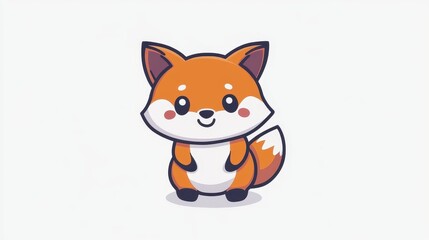 Cute fox illustration in a simple cartoon style on a clean white background.