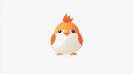 Cute orange bird illustration in a cartoon style with a cheerful and whimsical design.