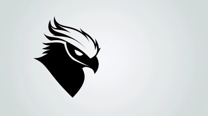 Obraz premium Black and white bird logo illustration in a minimalist style with bold geometric design.