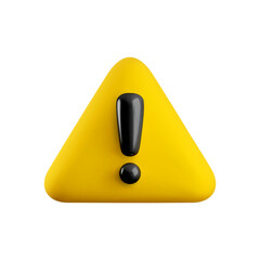 Vector Realistic 3d yellow triangle shape with black exclamation mark. Cartoon 3d render of warning sign, danger symbol, hazard notification isolated on white background.