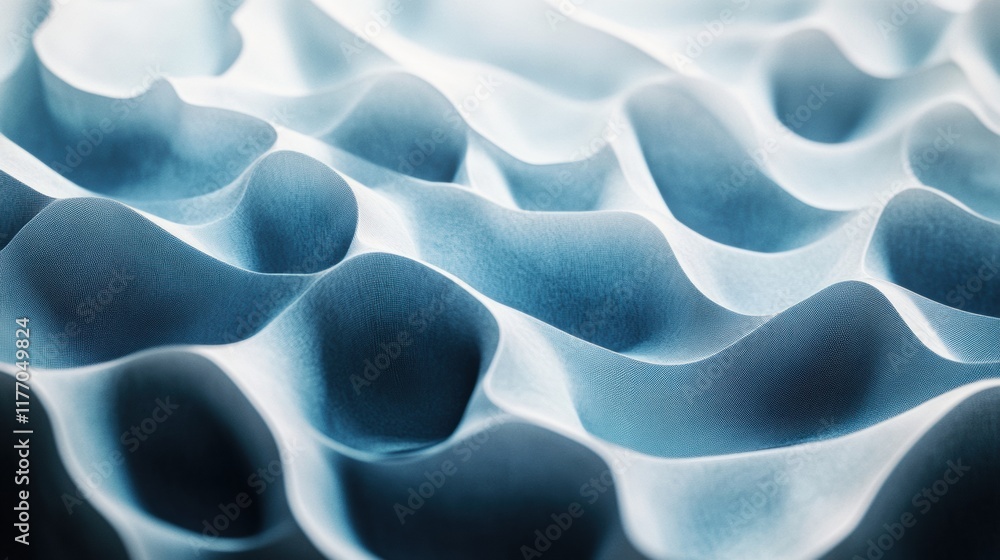 Poster abstract waves creating dynamic patterns of varying heights and curves in a fluid design. generative