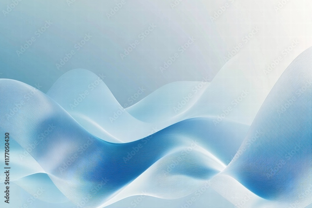 Poster abstract patterns of ocean waves creating a serene and calming atmosphere in blue tones. generative 