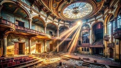 Fototapeta premium Abandoned Theater: Urban Exploration Photography - Dramatic Decay