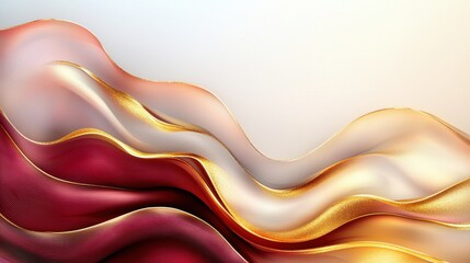 This luxurious swirling burgundy and gold background features elegant, flowing waves creating a captivating abstract texture that is perfect for use in prints, paintings, designs, and fashion.