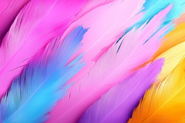 Obraz premium Vibrant Colorful Feathers Background Texture Pastel Pink Purple Blue Orange