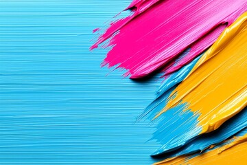 Abstract Colorful Paint Strokes Vibrant Pink Yellow and Blue Acrylic Texture Background