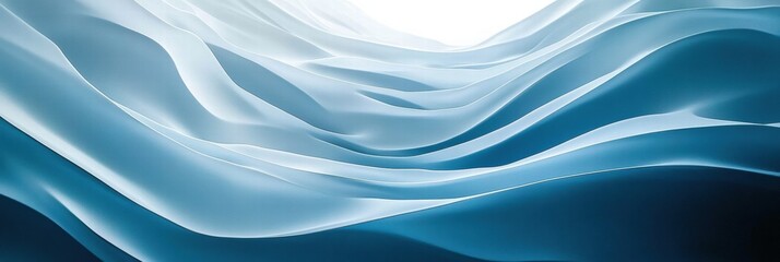 Abstract patterns of ocean waves creating a serene blue landscape of fluid motion and harmony. Generative AI