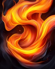 Abstract Fiery Swirls Dynamic Orange and Yellow Flames Burning Energy Hot Design