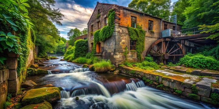Abandoned Water Mill, Urban Exploration, Lotic Ecosystem, Decaying Structure, Industrial Ruins