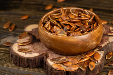 , overcooked or burnt pumpkin seeds on the table