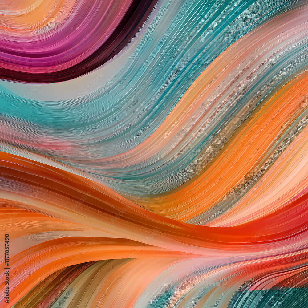 Poster vibrant swirling colors create a dynamic abstract artwork with smooth flowing lines. generative ai