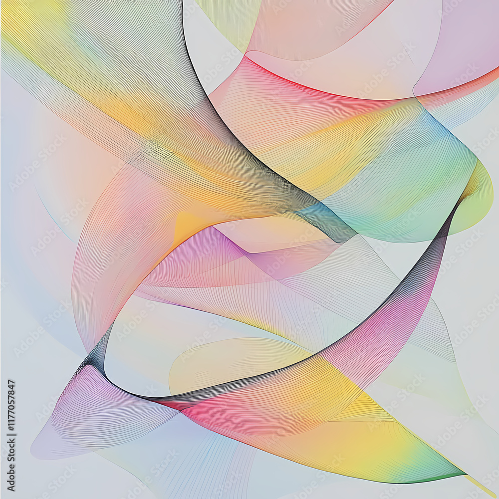 Poster colorful abstract swirls create a mesmerizing pattern filled with soft hues and delicate lines. gene