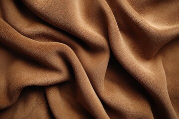 Brown fabric draped with soft folds, ideal for backgrounds or textures