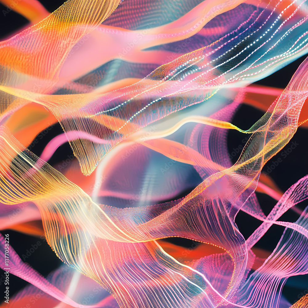 Poster colorful abstract waves flow gracefully in a captivating display of digital art creativity. generati