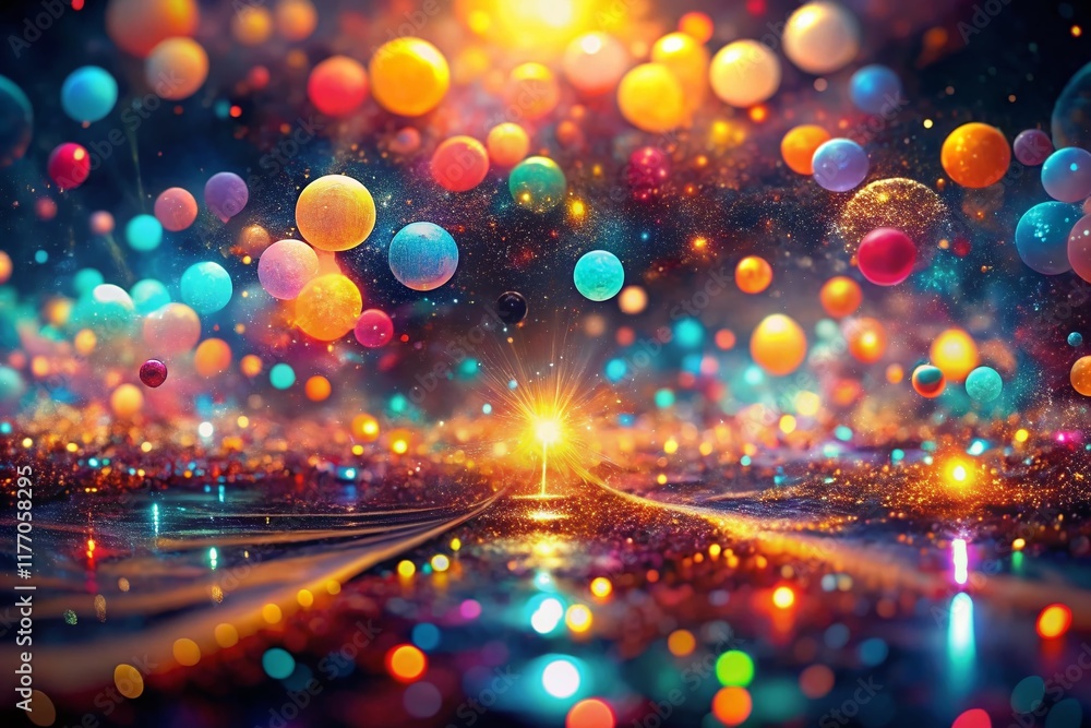 Aufkleber abstract ai generated art with bokeh, futuristic digital background