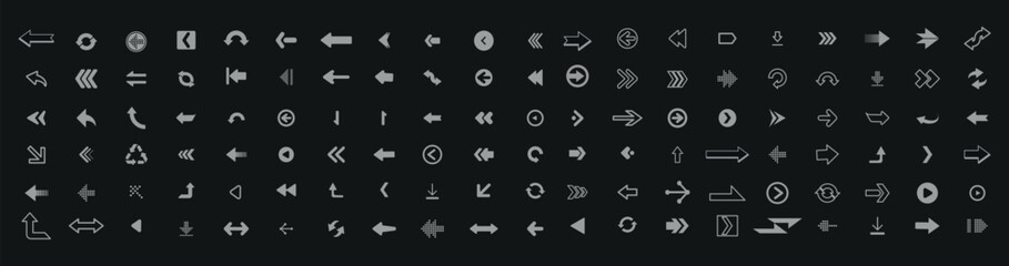 Set arrow icons. Collection arrows sign. White arrow icon set. Arrow. Cursor. Arrow vector icon. Collection different arrows sign. Modern simple arrows.