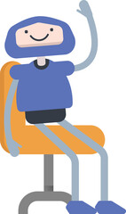 Robot Character Sitting on Chair
