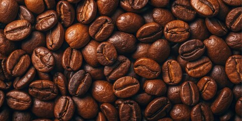 A rich tapestry of roasted coffee beans, displaying their deep brown hues and intricate textures, ready for brewing a delightful cup