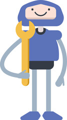 Robot Character Holding Wrench

