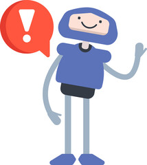 Robot Character and Error Sign
