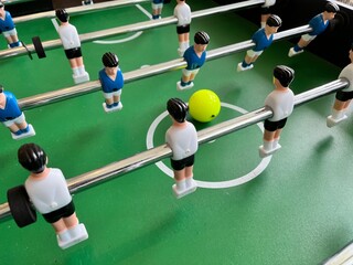 Fototapeta premium Closeup table soccer the retro game for hobbies activity. 