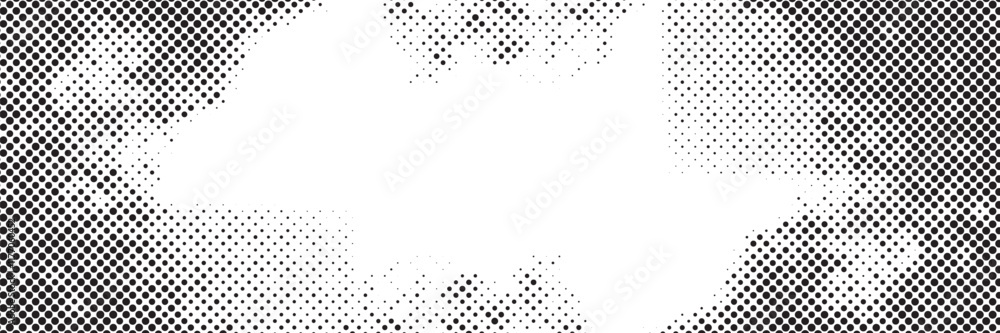Poster Dots halftone pattern gradient grunge texture background. Dots Grunge Textured Abstract Background