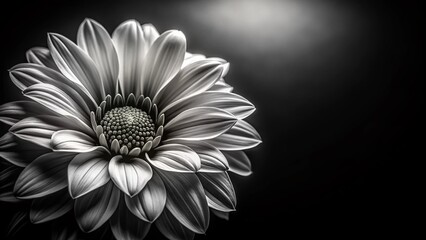 Fototapeta premium Abstract Black and White Flower Photograph: Elegant Monochrome Floral Design for Art & Design Projects