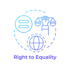 Equality right blue gradient concept icon. Social justice, human rights. Democracy, liberty. Round shape line illustration. Abstract idea. Graphic design. Easy to use in infographic, presentation