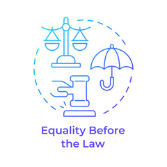 Law equality blue gradient concept icon. Equal protection, legal system. Legislation, justice. Round shape line illustration. Abstract idea. Graphic design. Easy to use in infographic, presentation