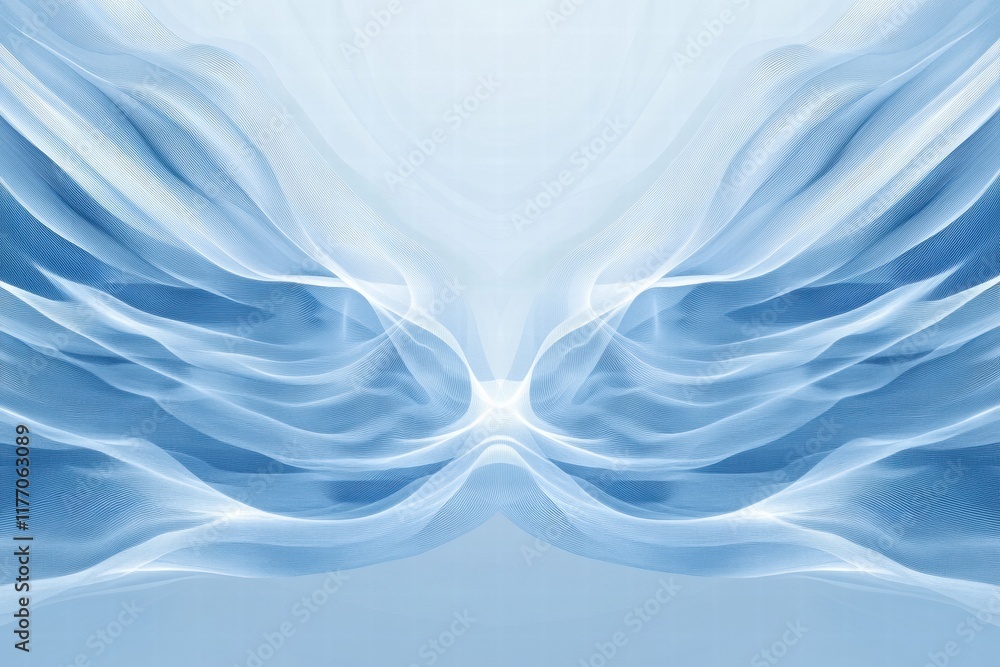 Leinwandbilder Abstract ocean wave patterns create a serene visual of fluid motion and gentle curves in soft blue tones. Generative AI