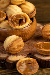 shortbread dessert with boiled condensed milk inside