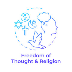 Religion freedom and thought blue gradient concept icon. Personal faith, worship. Round shape line illustration. Abstract idea. Graphic design. Easy to use in infographic, presentation