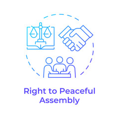 Fototapeta premium Peaceful assembly right blue gradient concept icon. Human rights, social movement. Round shape line illustration. Abstract idea. Graphic design. Easy to use in infographic, presentation