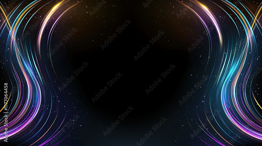 Poster glowing rays of neon light create a mesmerizing effect in a vibrant tunnel, evoking themes of time t