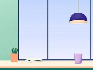 Serene Minimalist Illustration: Calm Interior Scene with Soft Lighting. AI Generated