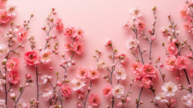 A soft muted pink backdrop with delicate polka dots in a flat design and an uncluttered middle section 