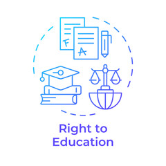 Education right blue gradient concept icon. School tests, graduation. Learning, teaching. Round shape line illustration. Abstract idea. Graphic design. Easy to use in infographic, presentation