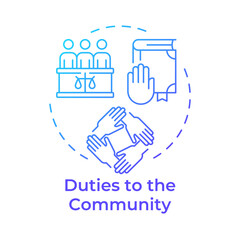 Community duties blue gradient concept icon. Collective welfare, civil engagement. Round shape line illustration. Abstract idea. Graphic design. Easy to use in infographic, presentation