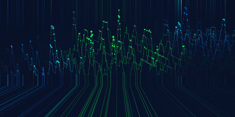Abstract  background color graph from lines and points in noisy grid data and blurred lines. Technology concept virtual  data.  Banner for business, science and technology data analytics. Big Data.