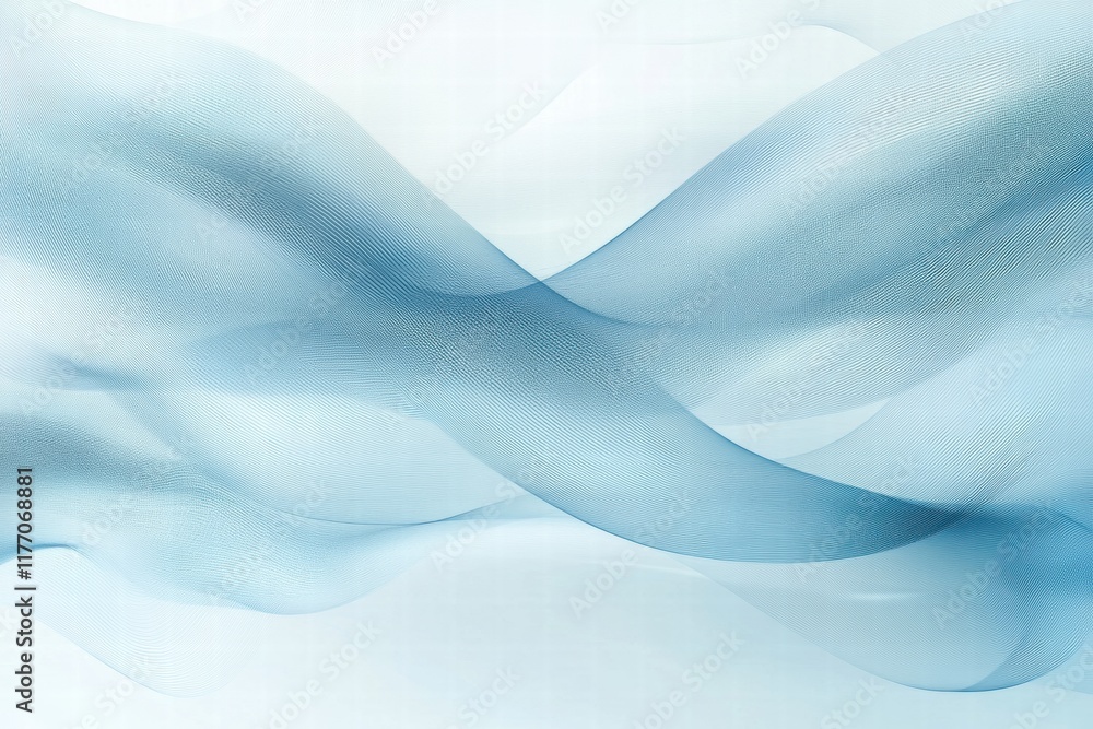 Poster abstract patterns resembling ocean waves create a serene atmosphere with soft blue hues on a light b