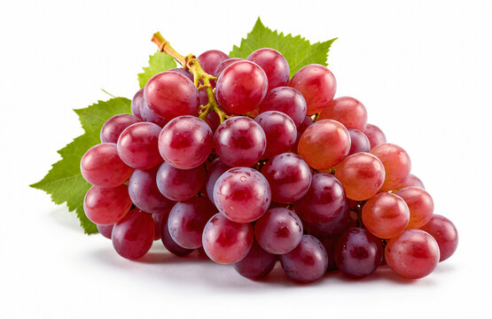 Fresh and Vibrant Cluster of Red Grapes on White Background