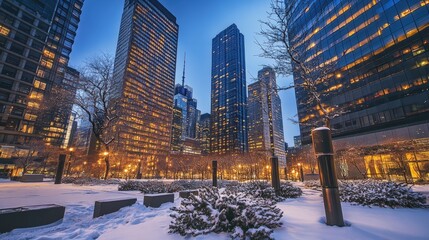 Fototapeta premium NYC urban landscape in cozy winter atmosphere