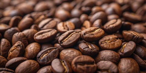 Fototapeta premium A Close-Up View of Roasted Coffee Beans, Rich Brown Hues and Detailed Texture