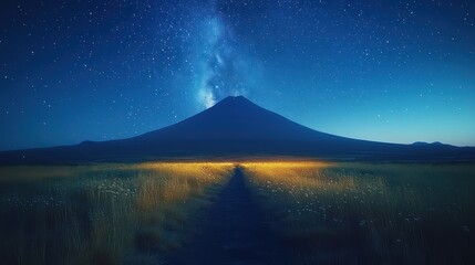 Majestic Volcano Underneath the Milky Way