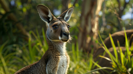 Obraz premium Leaping through life: Agile kangaroo at the end of every title